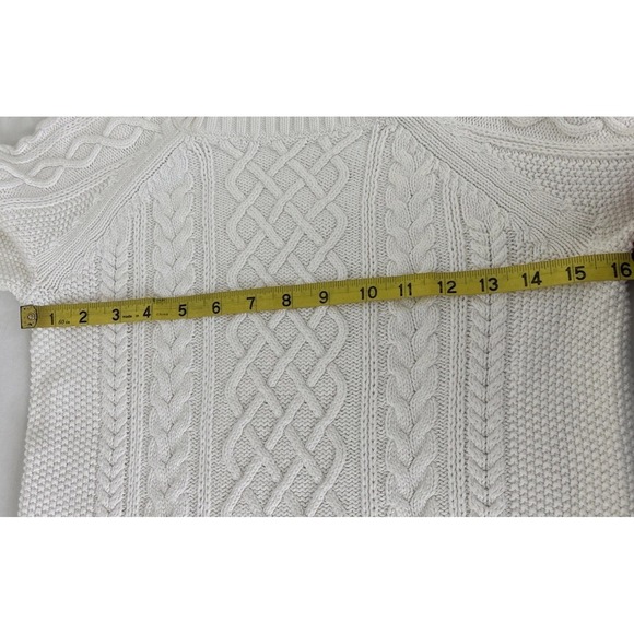 Gap Chunky Cable Knit Fisherman Sweater Womens Small White Cotton Preppy Coastal - Picture 6 of 8